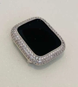 Coque Apple Watch série 10 argent laboratoire lunette diamant boîtier Iwatch 42 mm 46 mm - Photo 1 sur 10