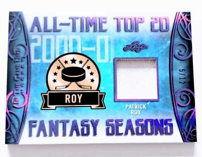 🔥#/12 PATRICK ROY RELIC 2019-20 LEAF IN THE GAME USED ALL TIME FANTASY SEASONS - Image 1 of 4