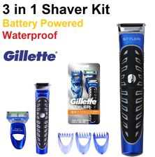 Gillette Mens Shaver and Beard Trimmer 3in1 with guides Cordless Battery Powered