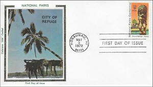 National Park City Of Refuge Hawaii HI C84 Undressed USA Colorano Silk FDC 1972 - Picture 1 of 2