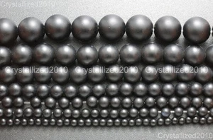 2 Stränge Matt Natur Schwarz Onyx Edelstein Runde Perlen 4 mm 6 mm 8 mm 10 mm 15,5" - Bild 1 von 15