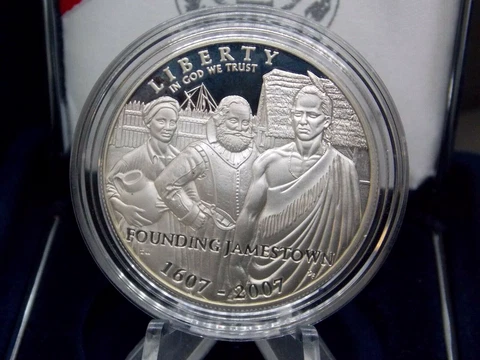 2007 "P" JAMESTOWN 400th Anniversary PROOF Silver Dollar $1 Box & COA ECC&C, Inc Cover