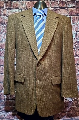 40S Bill Blass 美国男式复古 2 按钮纯骆驼发外套运动外套柔软 — 第 1/4 张图片