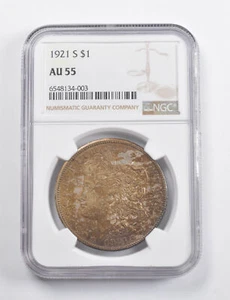 AU55 1921-S Morgan Silver Dollar NGC - Crusty Original Coin *3425 - Picture 1 of 3