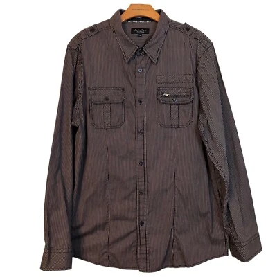 Men’s 2XL Eighty Eight Platinum Black Tan Button Up Long Sleeve Cotton Shirt - Image 1 of 4
