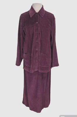 NORDSTROM Women Skirt Set Size M Corduroy Purple Maxi Skirt Button Up Top 124A - Image 1 of 4