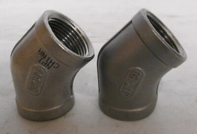 Unbranded 3/4"-150 304 Stainless Steel Elbow Fitting 45° 3/4" (Lot of 2) - Image 1 of 4