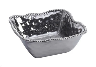 Pampa Bay Verona Square Salad Bowl, Silver (CER-2253) - Image 1 of 4