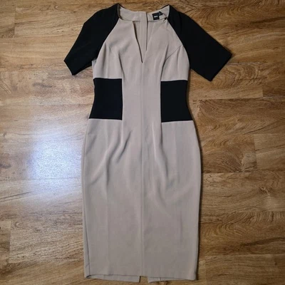 NWT Asos Brown & Black Pencil Dress - Size 8 - Image 1 of 4