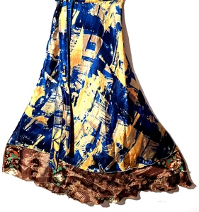 Increíble-arte Vintage Seda Sari Magic Wrap Falda Reversible Doble Capa Falda, - Imagen 1 de 6
