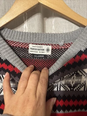Sweater, Parish Nation ,Red And Grey XL Quality Garments, See Pics!! - Image 1 of 4