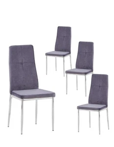 Esszimmerstühle grau Samt 4er Set, Küchenstühle mit hoher Rückenlehne - Bild 1 von 5