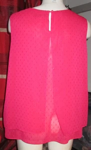 GRÖSSE 18 ROTES DOPPELLAGIGES TOP MIT RÜCKENSCHLITZ UND VERZIERUNG VON WALLIS - Bild 1 von 8