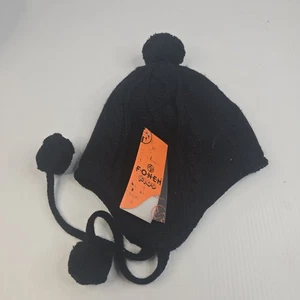 FONEM Black Kids Youth Beanie Pom Pom Winter NWT's Hat Cap - Picture 1 of 4