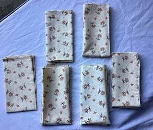 VTG Lot of 6pc Floral Cloth Square Napkins 16.5” X 16.5”IN Cottage Farm House - Picture 1 of 8