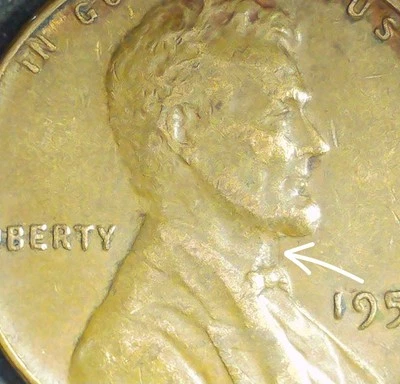 Clashed Die Under Chin Lincoln Wheat Cent 1951 - Image 1 of 3
