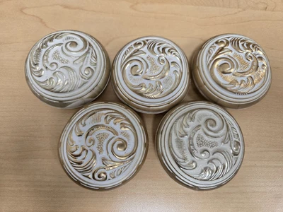 Vintage 1964 Gold And White Swirl Door Knob Covers Fits 2 1/2" Handle LOT OF 5 - Image 1 of 3