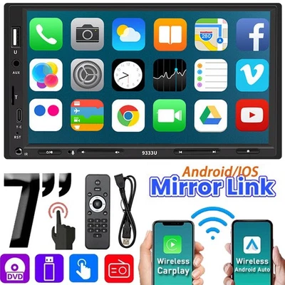 Double 2DIN 7" Car MP5 Player Bluetooth Touch Screen Stereo Radio FM Head Unit - Image 1 of 4