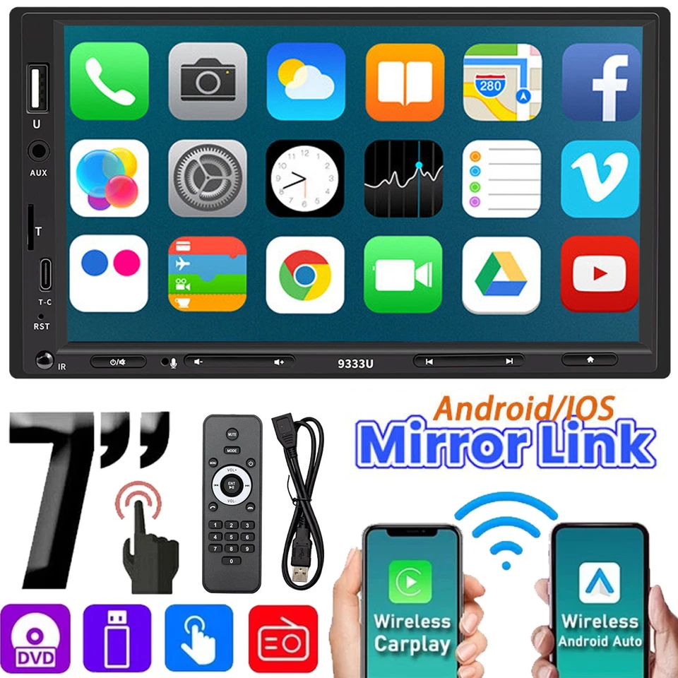 Double 2DIN 7" Car MP5 Player Bluetooth Touch Screen Stereo Radio FM Head Unit - Image 1 of 4