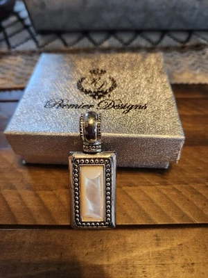 Premier Design Mother of Pearl Silver Tone Rectangle Pendant 2.25”x1.75” - Image 1 of 2