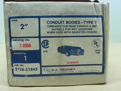 Cuerpo de conducto rígido tipo T de aluminio OZ/Gedney T-200A 2" - Nuevo en caja Foto 1 de 2