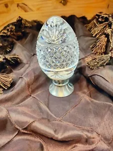 Vintage Crystal Egg on Pewter stand 1993 France 5inx2.5in Very Good used - Picture 1 of 4