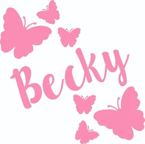 Personalised Name Butterflies Wall Sticker Kids Bedroom Custom Decal Girls Vinyl - Picture 1 of 3
