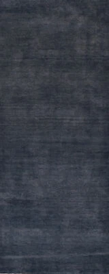 Solid Marineblau Modern Gabbeh 2.4m Teppich Läufer 3x8 Handgeknüpft Wolle - Bild 1 von 4