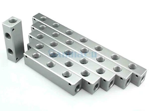 G 1/4" BSP 2-10 Ways Solid Aluminum Pneumatic Air Manifold Block Splitter - Picture 1 of 36