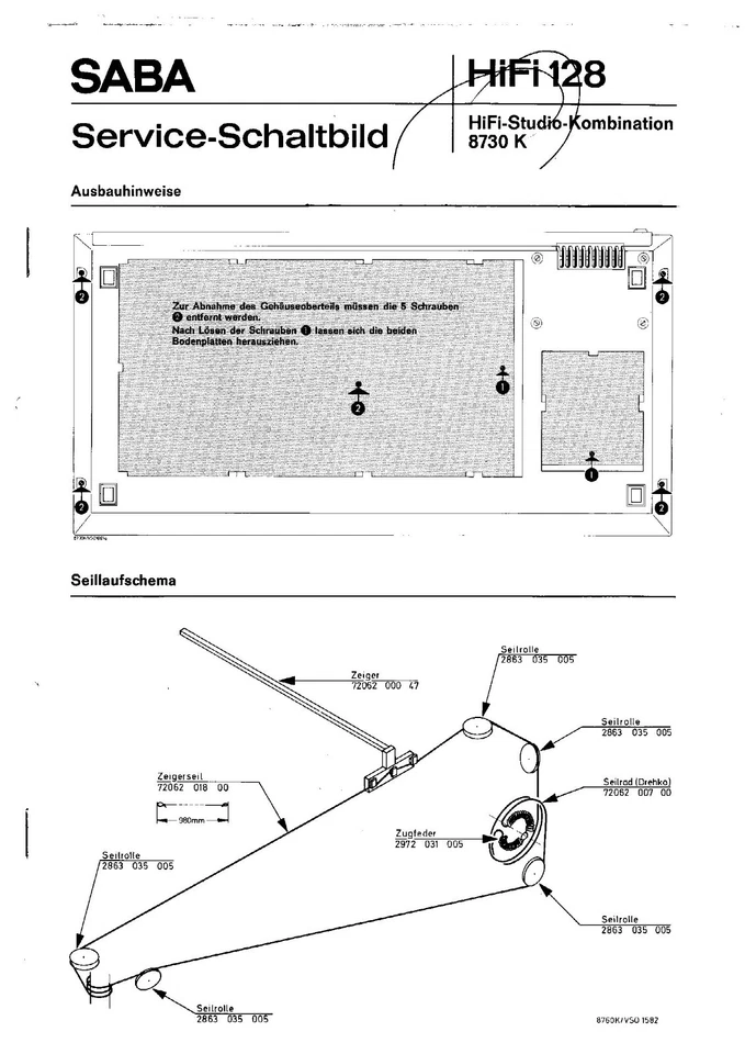 SABA Service Manual 8730 K, HiFi-Studio-Kombination - Bild 1 von 1