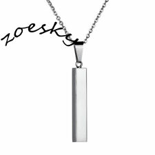 Zoesky Men Bar Necklace Cool Vertical 3D Pendant Women Dangle Cuboid Stick Charm
