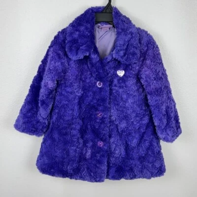 Abrigo de piel sintética Juicy Couture niños niñas 4T púrpura felpa cuello prendas exteriores invierno Foto 1 de 4