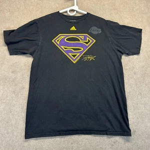 LA Lakers Dwight Howard Superman T Shirt Men's Large Adidas Black Short Sleeve - Picture 1 of 11