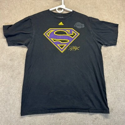 LA Lakers Dwight Howard Superman T Shirt Men's Large Adidas Black Short Sleeve - Image 1 of 4