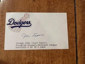 TARJETA DE ÍNDICE AUTOMÁTICA JOE TEPSIC BROOKLYN DODGERS FIRMADA 3X5 - Imagen 1 de 3