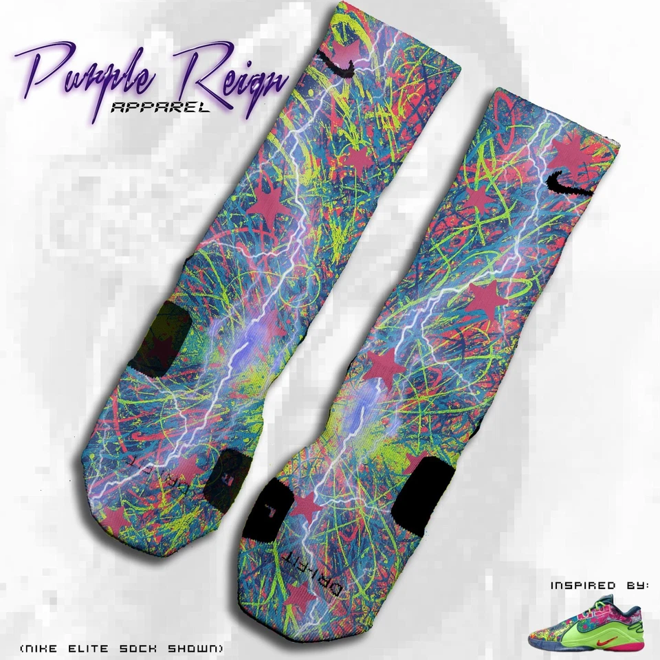 NIKE Lebron 22 "Bryces World" Inspired Custom Nike Elite Socks HV8451-400 - Image 1 of 1