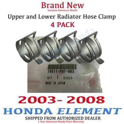 Juego de 4 abrazaderas de manguera de radiador Honda ELEMENT 2003-2008 genuino OEM Foto 1 de 4