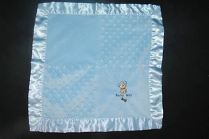 Just Born Blue Baby Boy Puppy Dog Kohls Bone Satin Lovey Square Security Blanket - Picture 1 of 4