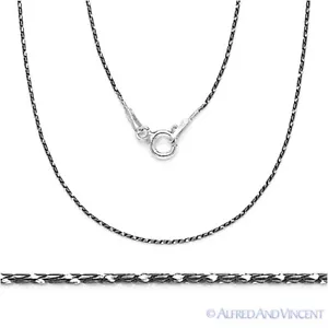 Collana Catena Maglia Serpente Argento Sterling Nero Placcata Rodio Solido .925 Italia - Foto 1 di 1