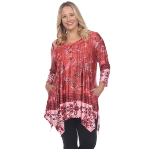 White Mark Womens Victorian Print Tunic Top With Pockets