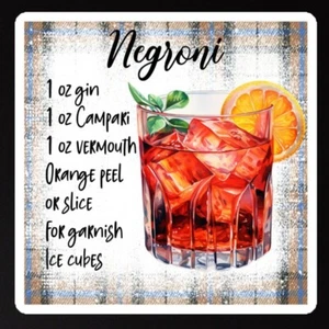 Negroni Recipe Magnet, Fun Kitchen Magnet, Cocktail Recipe Magnet - Picture 1 of 5