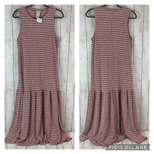 Caution To The Wind Sleeveless Maxi Dress Sz M Mauve White Tiered Stretch NWT - Picture 1 of 7