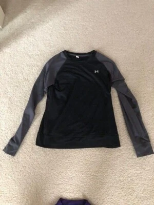 UNDER ARMOUR Long Sleeve COLD GEAR Compression YOUTH Shirt Large YL Black & Grey - Image 1 of 2