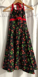 Pinup Couture Dress Pin Up Swing Halter Black Cherry Pattern Size Extra Large XL - Picture 1 of 4