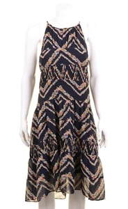 Anthropologie HD in Paris Womens Blue Floral Puckered Tiered Trapeze Dress S - Picture 1 of 10