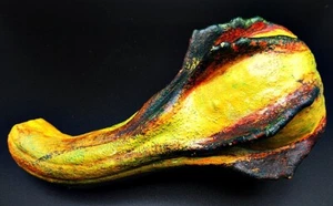 Lote de UNO (1) Decoración Calabaza Arte Popular Natural Lacado Vintage Pintado a Mano - Imagen 1 de 3