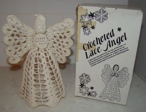 Vintage 1981 Lillian Vernon Crocheted Lace Angel Christmas Tree Topper - Picture 1 of 9