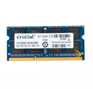Crucial 4GB 2RX8 PC3-10600S DDR3 1333Mhz 1.5V Laptop Memory RAM SODIMM Intel $s6 - Picture 1 of 4