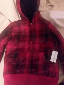 Jungen Toughskins rot kariert Kapuze Sherpa gefütterte Jacke Größe 4 Small SIEHE FOTOS - Bild 1 von 10