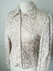 Joseph Ribkoff Beige Crinkle Button up Jacket Mid weight Dressy Size 4 Nwt New - Picture 1 of 12
